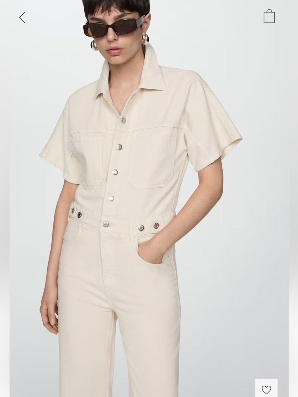 Off-White Denim Short Sleeve Utility Jumpsuit